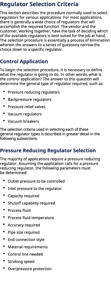 ﻿Regulator Selection Criteria This section describes the procedure normally used to select regulators for various ap...