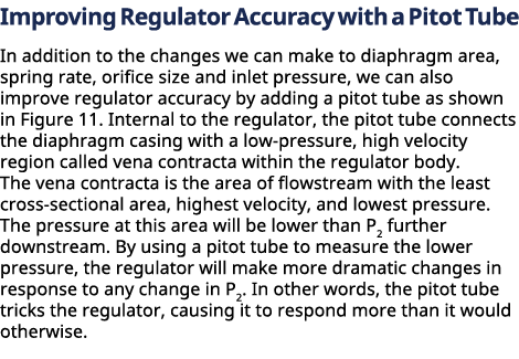Improving Regula﻿tor Accuracy with a Pitot Tube In addition to the changes we can make to diaphragm area, spring rat...