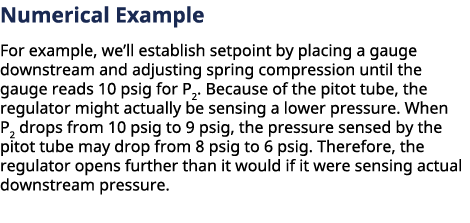 Numerical Example For example, we’ll establish setpoint by placing a gauge downstream and adjusting spring compressio...