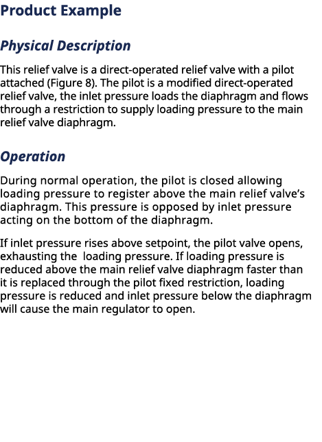 Product Example Physical Description This relief valve is a direct operated relief valve with a pilot attached (Figur...